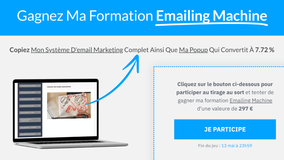 landing page de jeu concours