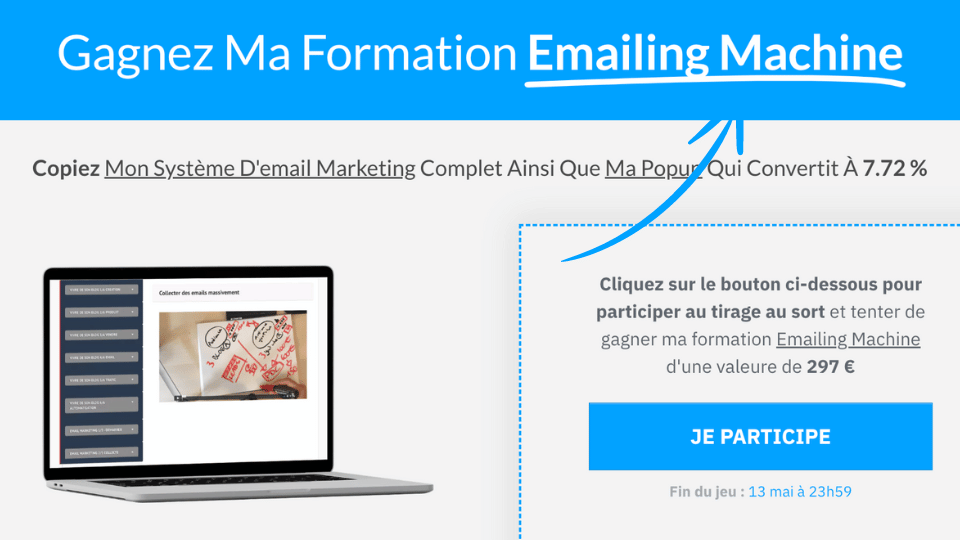 landing page jeu concours